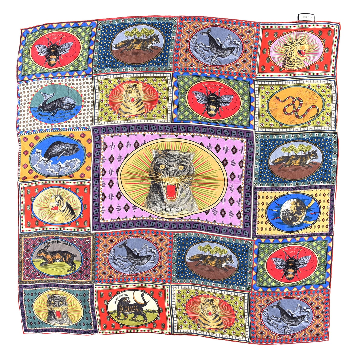 Silk Square Animal Scarf Multicolor
