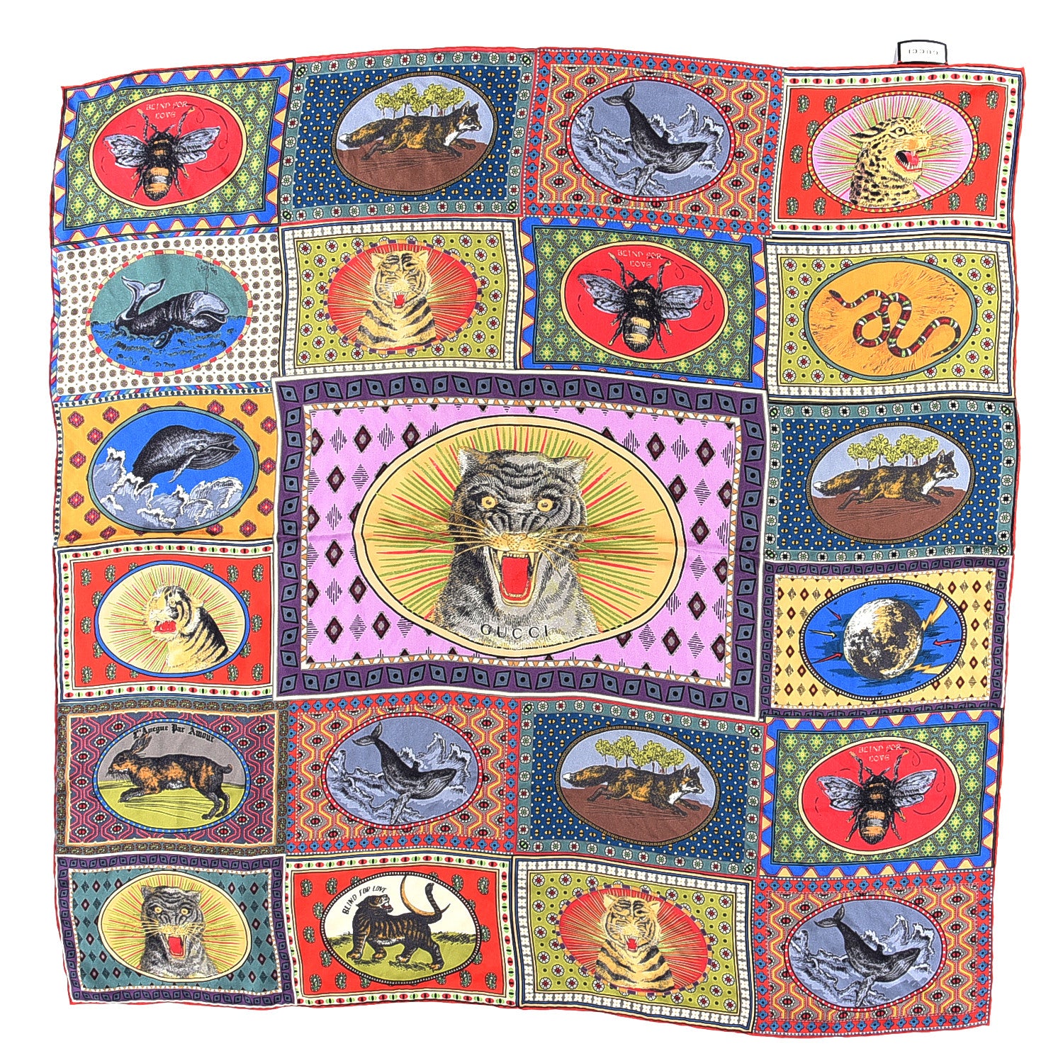 Gucci Silk Square Animal Scarf Multicolor 1 of 3