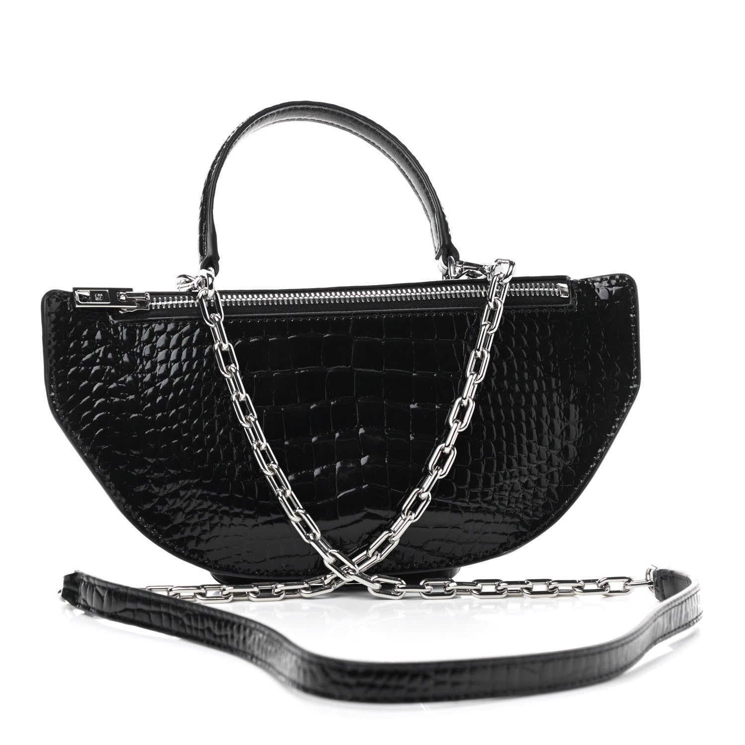 Alexander Wang Crocodile Embossed Patent Mini Top Handle Attica Belt Bag Black 2 of 8