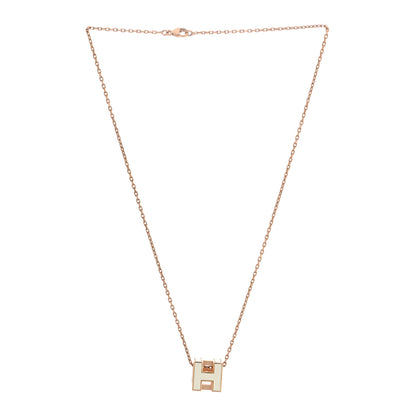 Hermes Rose Gold Lacquered Cage d'H Pendant Necklace White 3 of 6