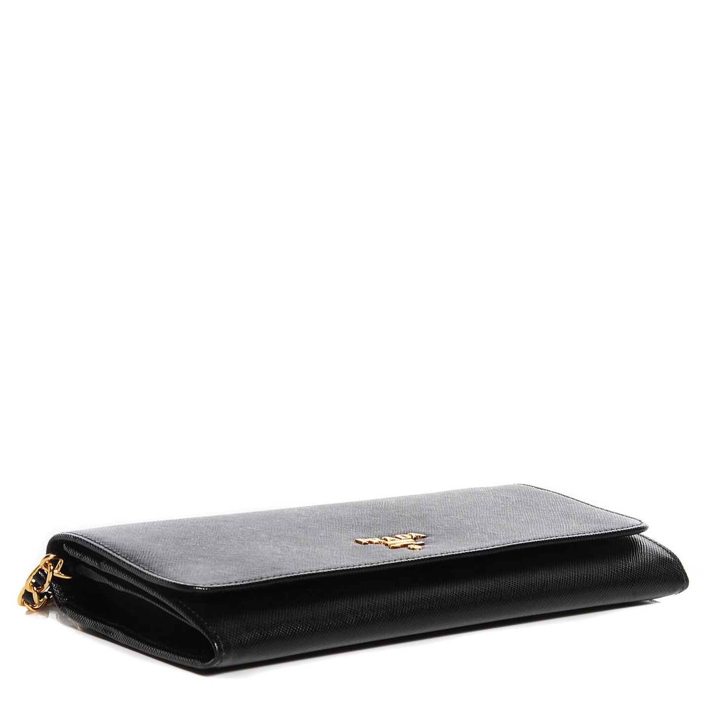 Saffiano Metal Oro Chain Wallet Nero Black
