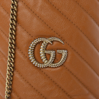 Gucci Vintage Effect Calfskin Matelasse Diagonal Mini Torchon GG Marmont 2.0 Bucket Bag Cognac 13 of 13
