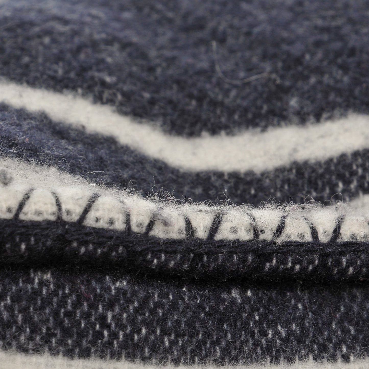 Merino Wool Cashmere CC Pillow White Navy Blue