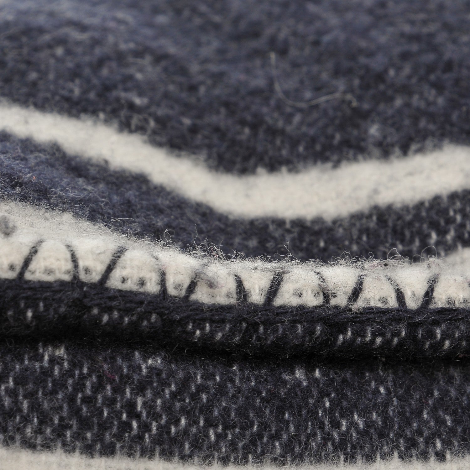 Chanel Merino Wool Cashmere CC Pillow White Navy Blue 5 of 8