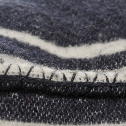 Chanel Merino Wool Cashmere CC Pillow White Navy Blue 5 of 8