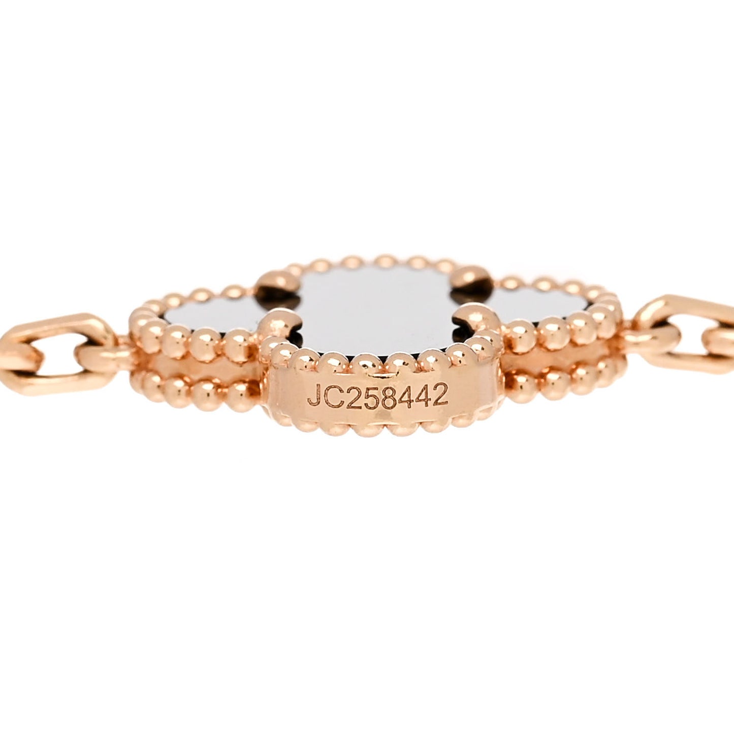 18K Rose Gold Black Onyx 5 Motifs Vintage Alhambra Bracelet