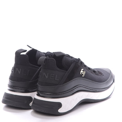 Chanel Velvet Calfskin Mixed Fibers CC Sneakers 38.5 Black 4 of 10