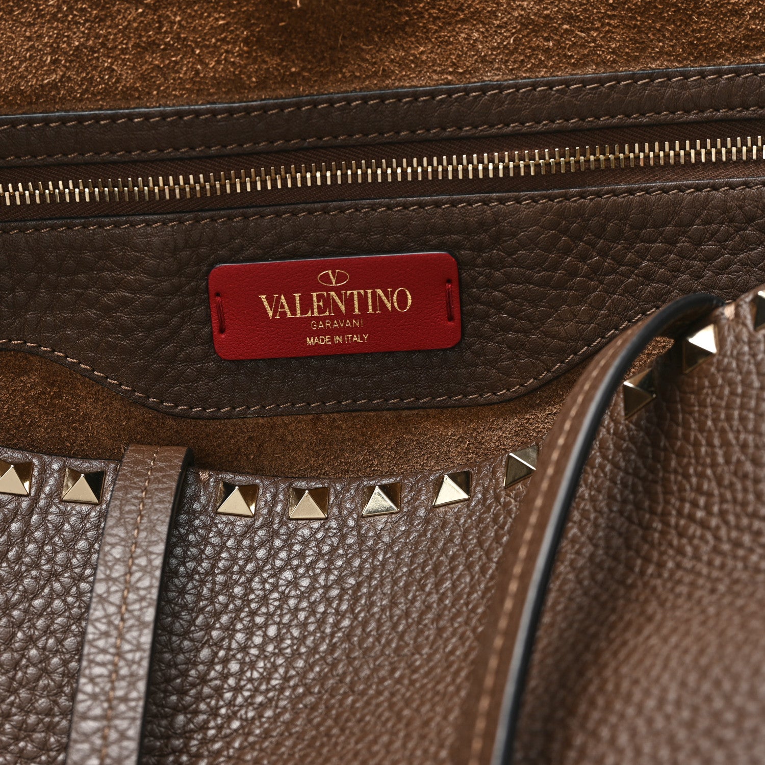 Valentino Garavani Grained Calfskin Rockstud Shoulder Tote Bright Cognac 6 of 11