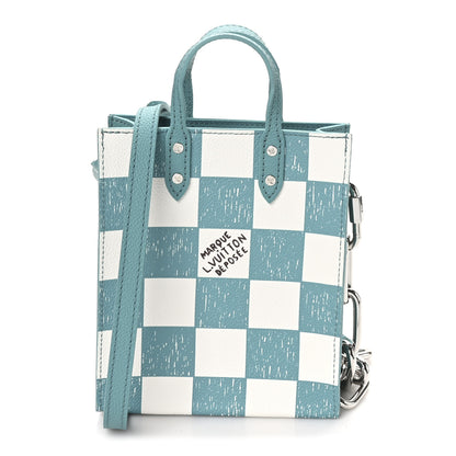 Louis Vuitton Calfskin Damier Sac Plat XS Blue Teal 1 of 9
