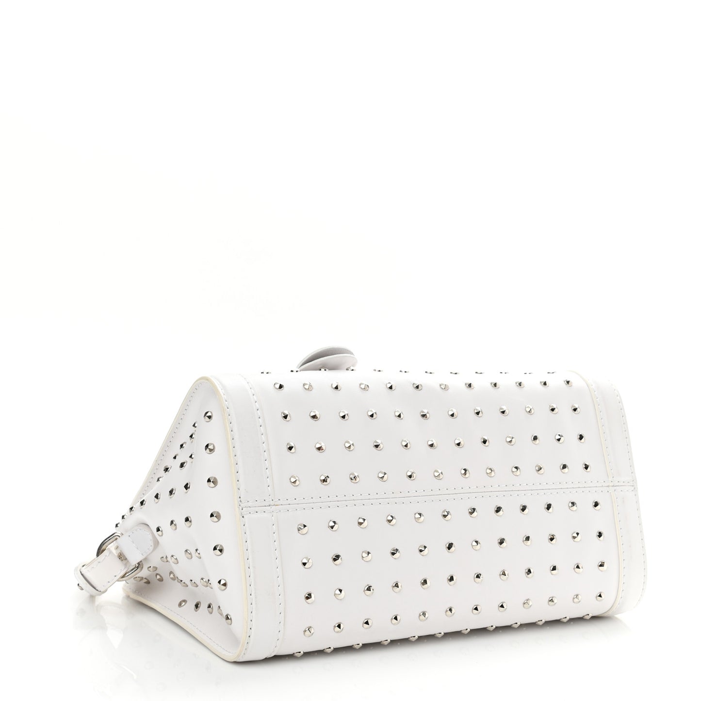 Calfskin Studded Padlock Tote White