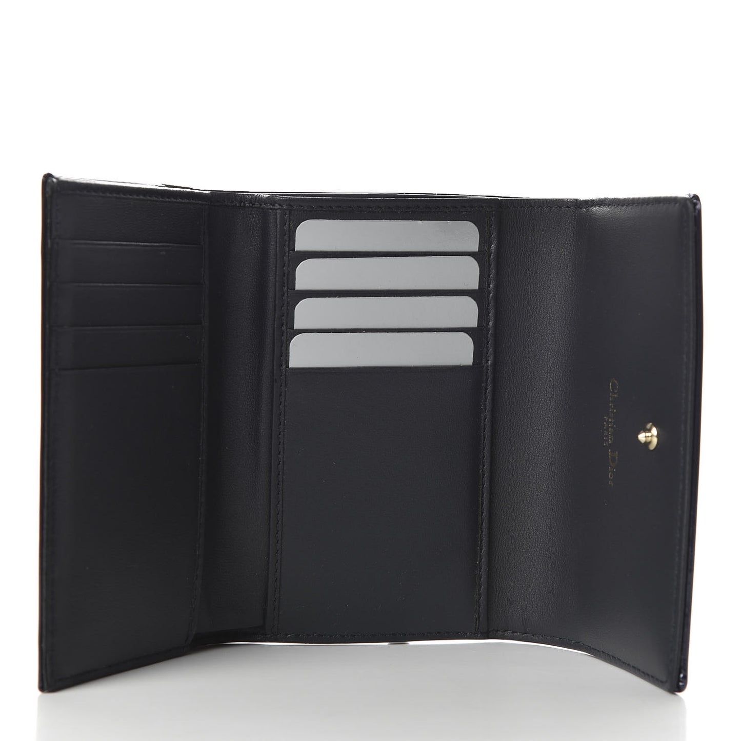Metallic Patent Micro-Cannage Diorama Elancee Wallet Dark Blue