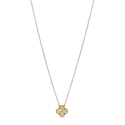 Van Cleef & Arpels 18K Yellow Gold Guilloche Vintage Alhambra Pendant Necklace 1 of 6