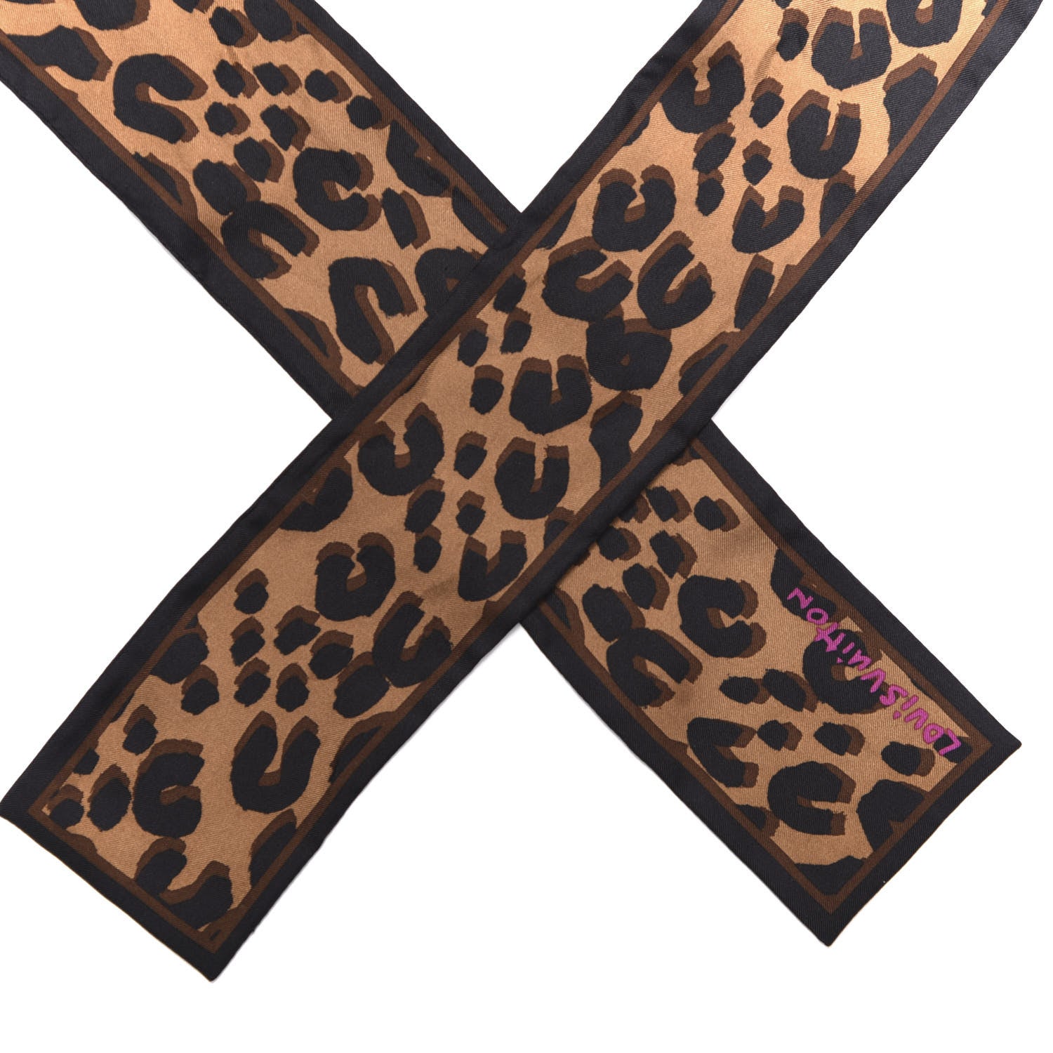 Louis Vuitton Silk Leopard Bandeau Scarf Marron 2 of 2