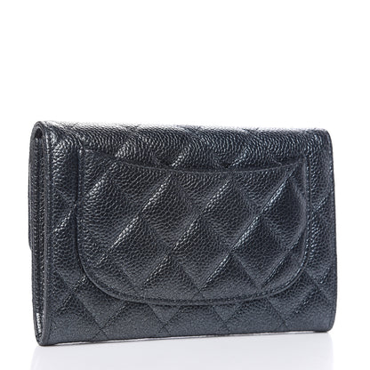 Chanel Metallic Caviar Quilted Small Flap Wallet Charcoal 3 of 11