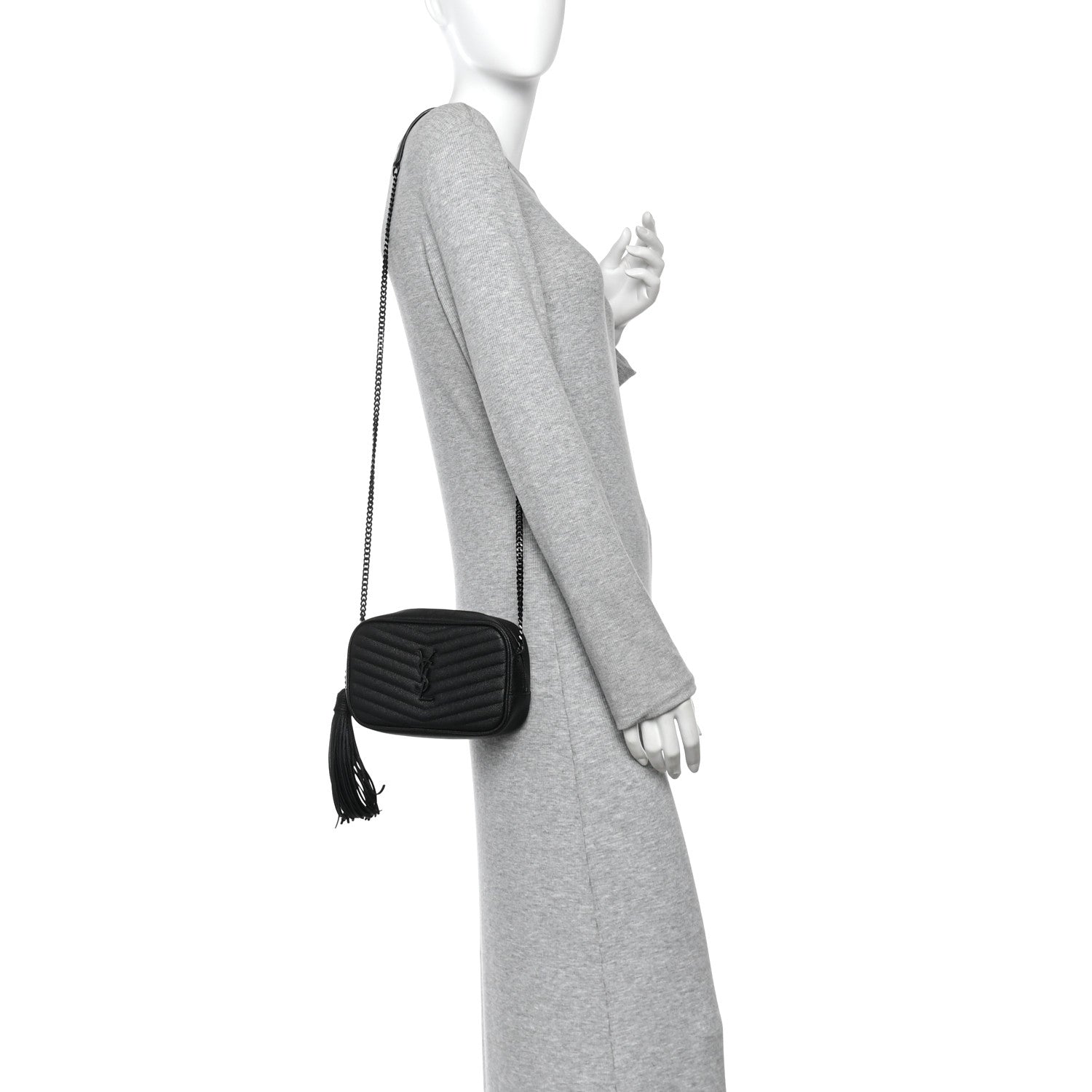 Saint Laurent Grain De Poudre Matelasse Monochrome Monogram Mini Lou Camera Bag Black 2 of 9