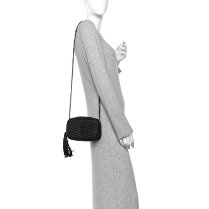 Saint Laurent Grain De Poudre Matelasse Monochrome Monogram Mini Lou Camera Bag Black 2 of 9