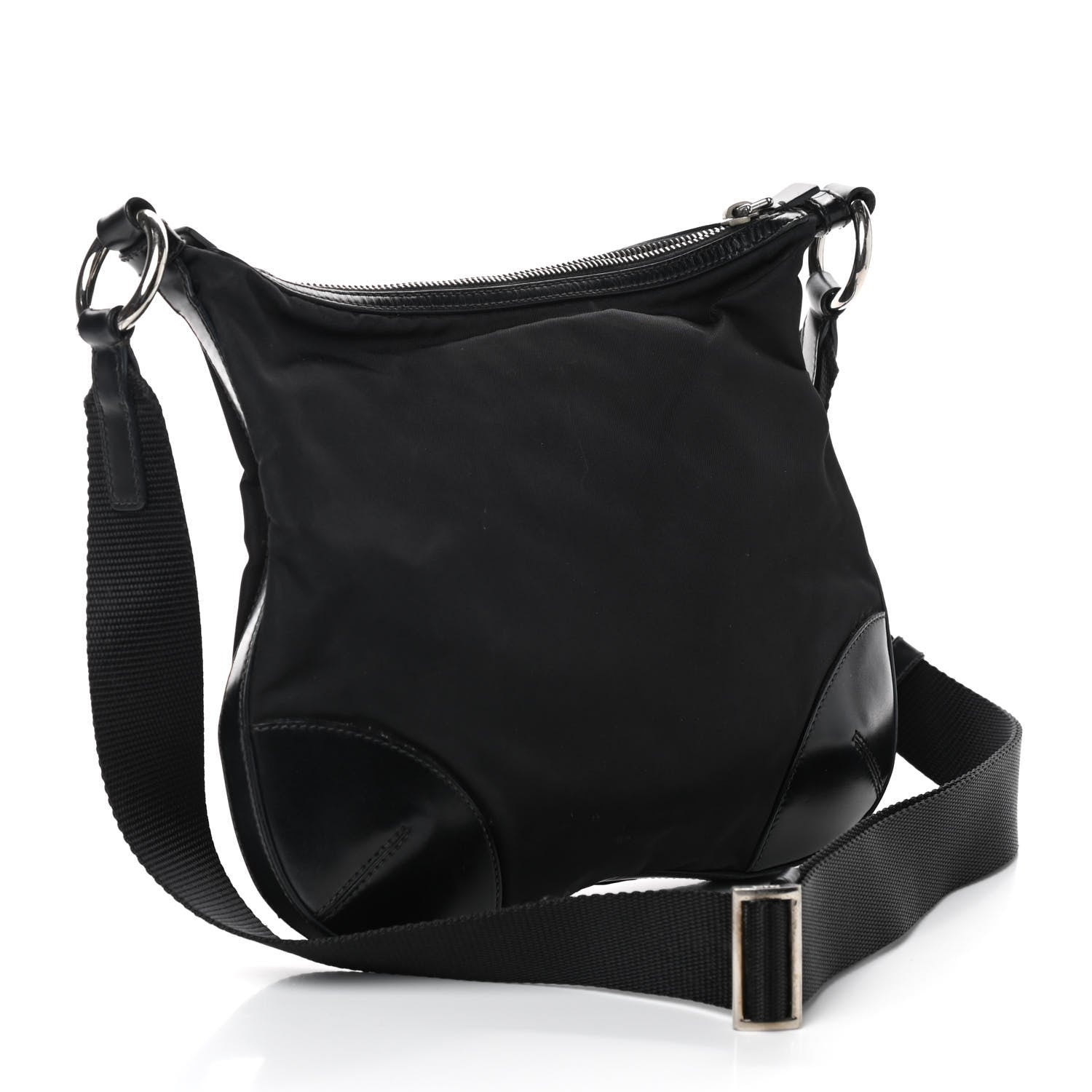 Prada Tessuto Nylon Calfskin Flat Messenger Bag Black 3 of 9
