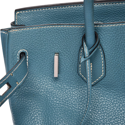 Hermes Taurillon Clemence Birkin 30 Blue Jean 22 of 35