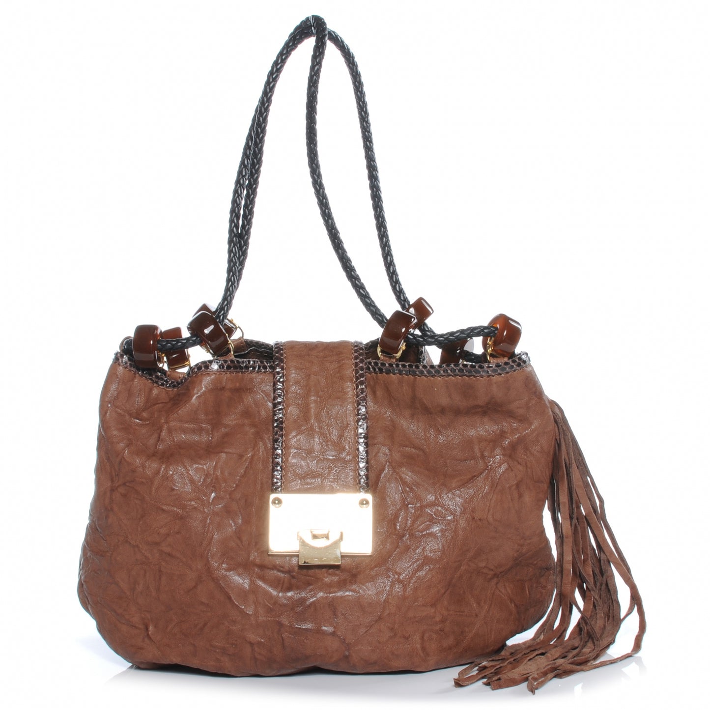 Biker Leather Elaphe Snake Trim Robin Bag