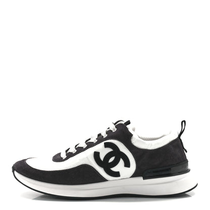 Chanel Nylon Suede Calfskin CC Sneakers 41 White Dark Grey 1 of 8