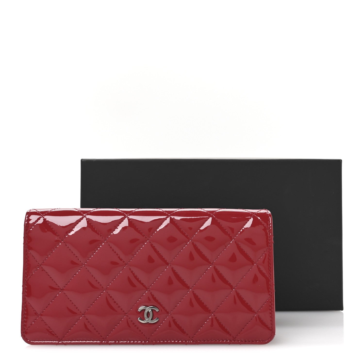 Chanel Patent Calfskin Quilted Yen Wallet Red 9 of 9