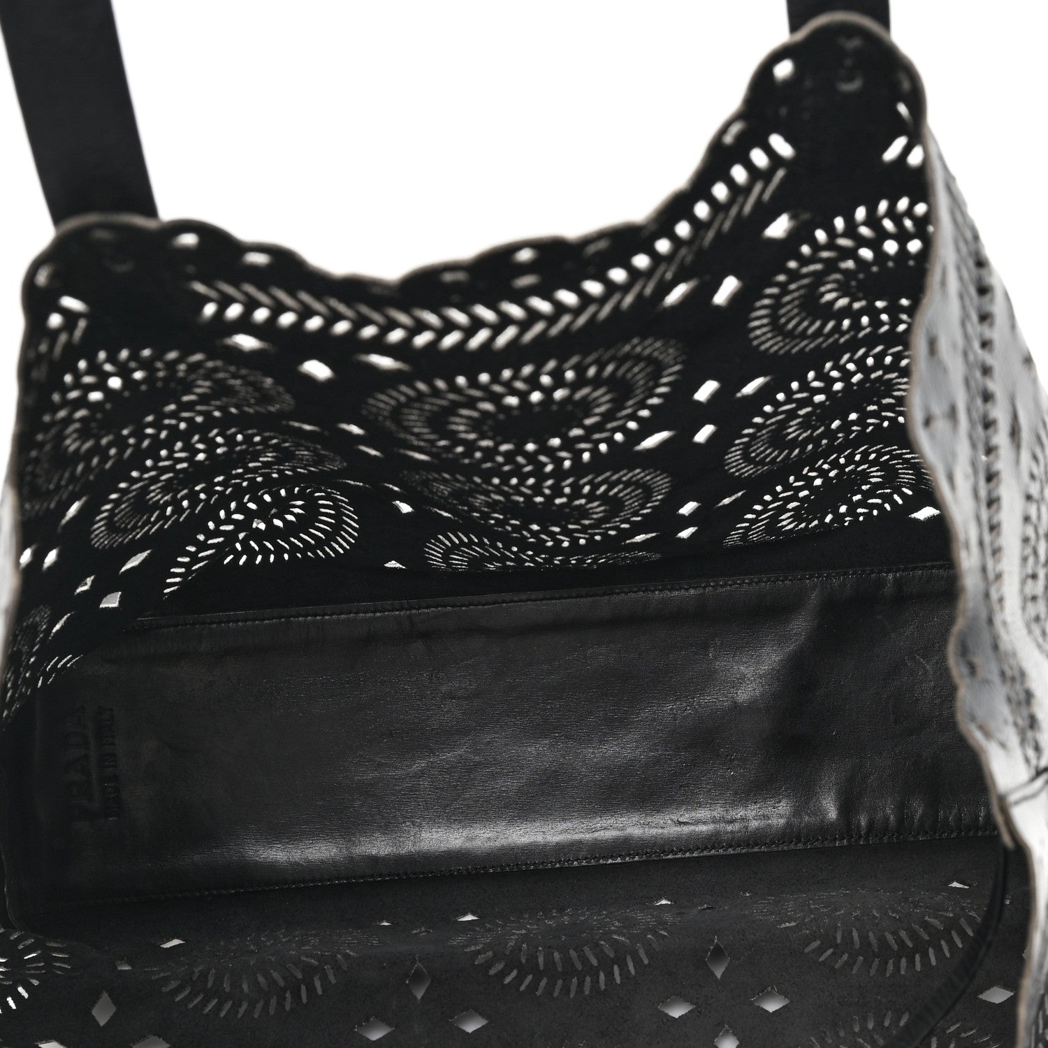 Prada City Calf Laser Cut Tote Black 6 of 12
