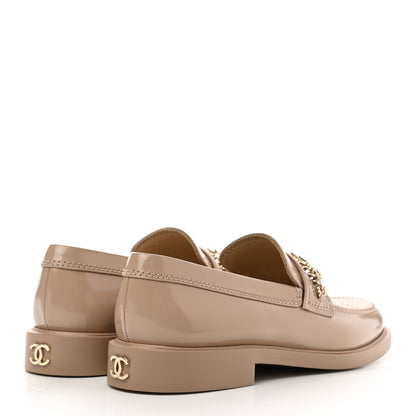Chanel Shiny Calfskin Logo Loafers 39 Light Brown 4 of 9
