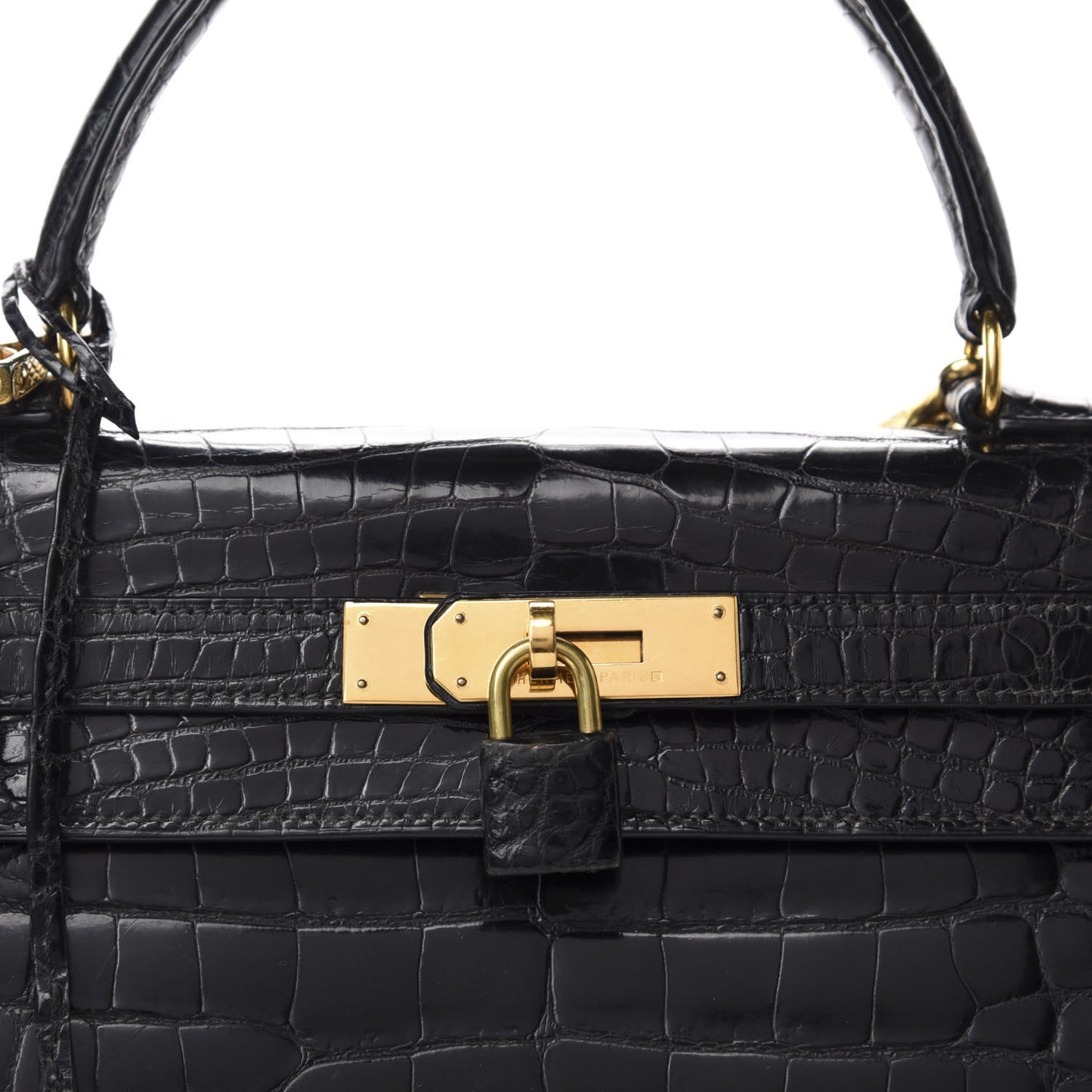 Shiny Alligator Kelly Sellier 28 Black