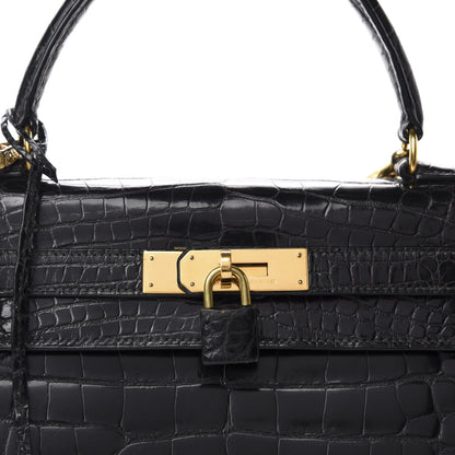 Hermes Shiny Alligator Kelly Sellier 28 Black 10 of 10