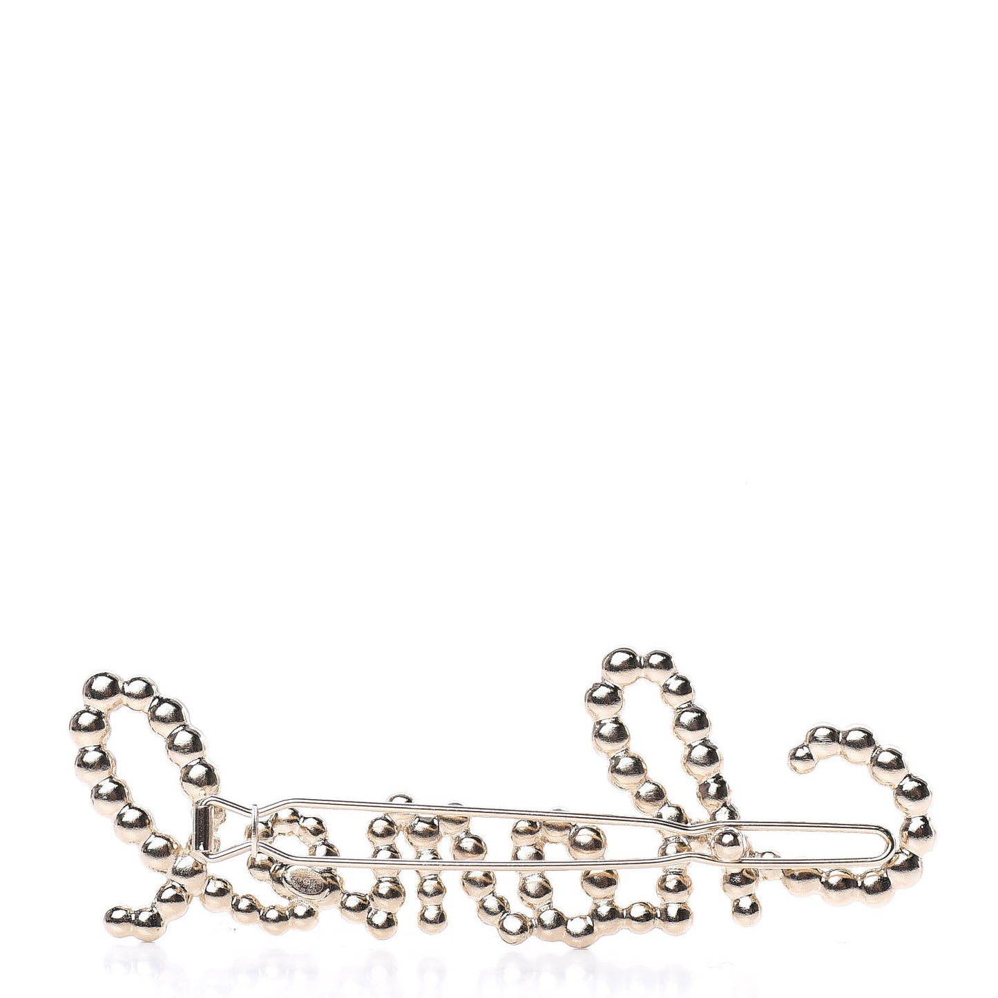 Metal Glass Swirling Pearls Hair Clip Gold