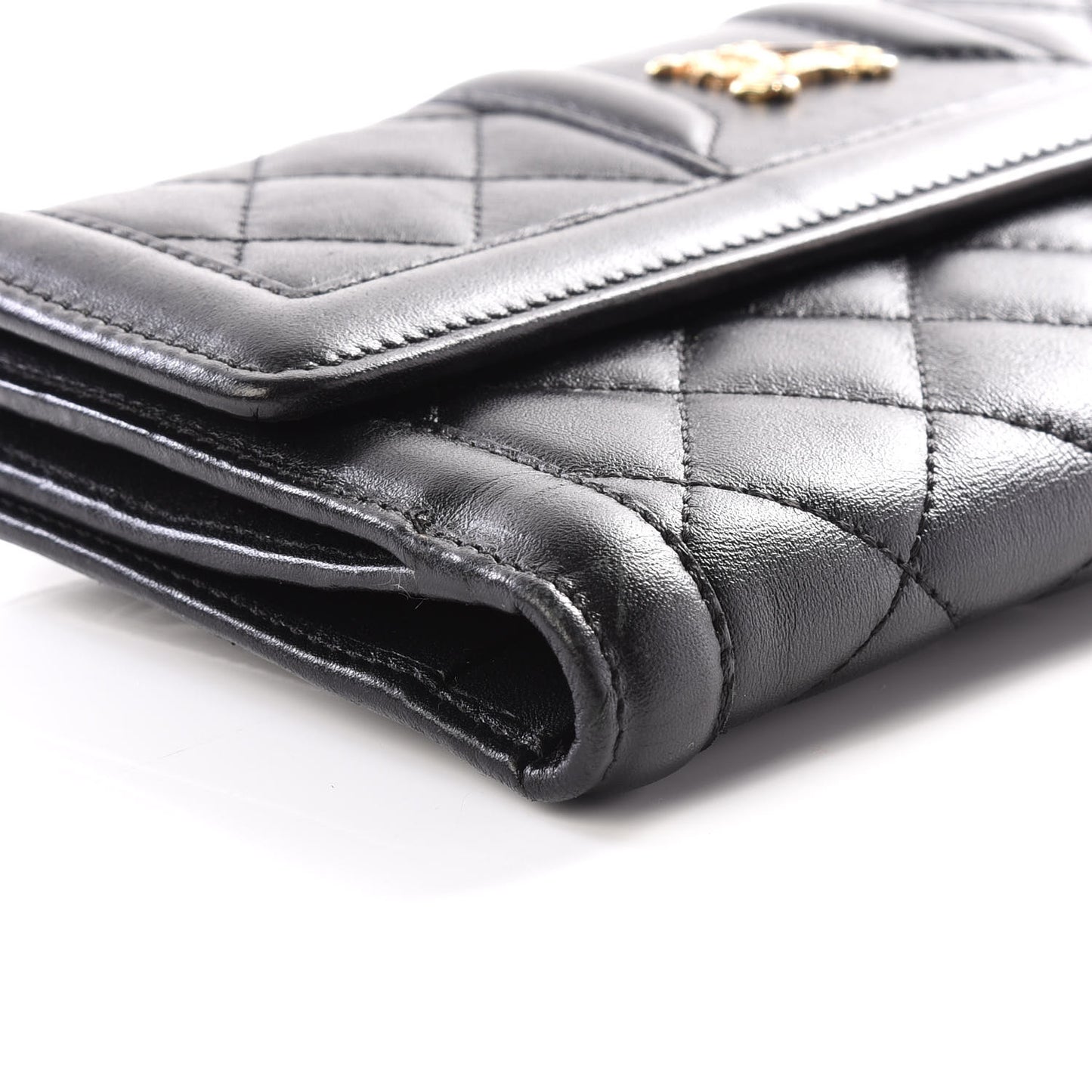 Calfskin Quilted Continental Wallet Black