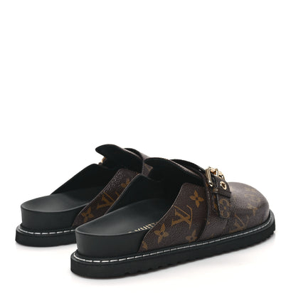 Louis Vuitton Patent Monogram Womens Cosy Flat Comfort Clog Mules 39 Brown 4 of 8