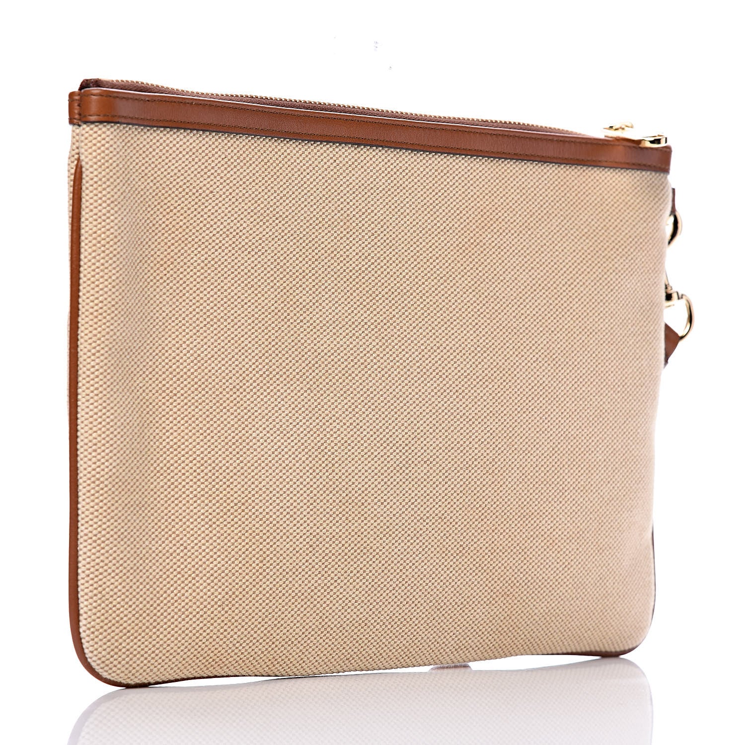 Gucci Vintage Canvas Web Pouch Sand Cuir 3 of 9