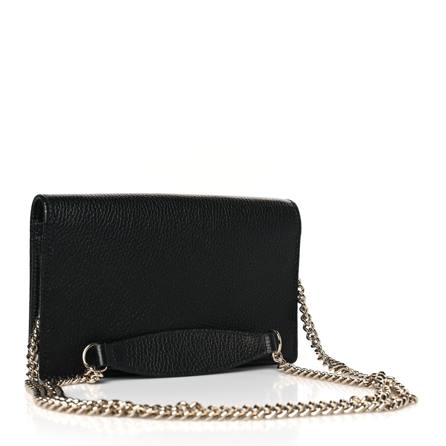 Pebbled Calfskin Soho Wallet On Chain Black
