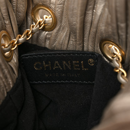 Chanel Iridescent Crumpled Calfskin Small Coco Pleats Backpack Gold 6 of 10