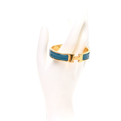 Hermes Enamel Narrow Clic Clac H Bracelet PM Bleu Canard 2 of 5