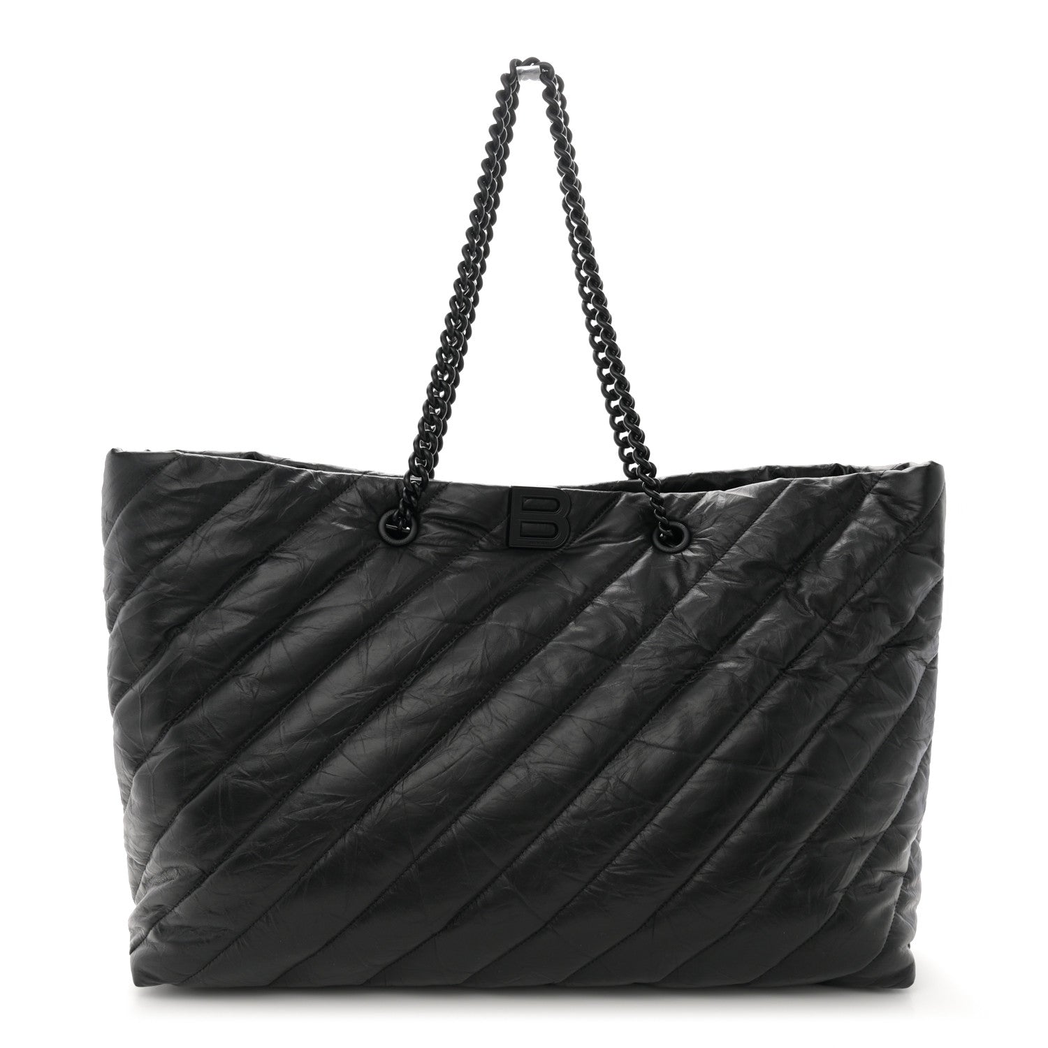Balenciaga Crushed Calfskin Quilted Matte Black Hardware Large Crush Carry All Tote Bag Black 1 of 11