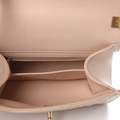 Chanel Crumpled Lambskin Quilted Mini CC Links Top Handle Flap Beige 5 of 9