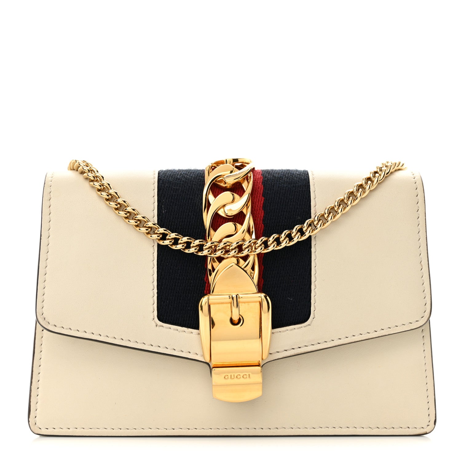 Gucci Calfskin Super Mini Sylvie Chain Shoulder Bag White 1 of 14