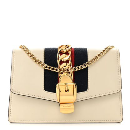Gucci Calfskin Super Mini Sylvie Chain Shoulder Bag White 1 of 14