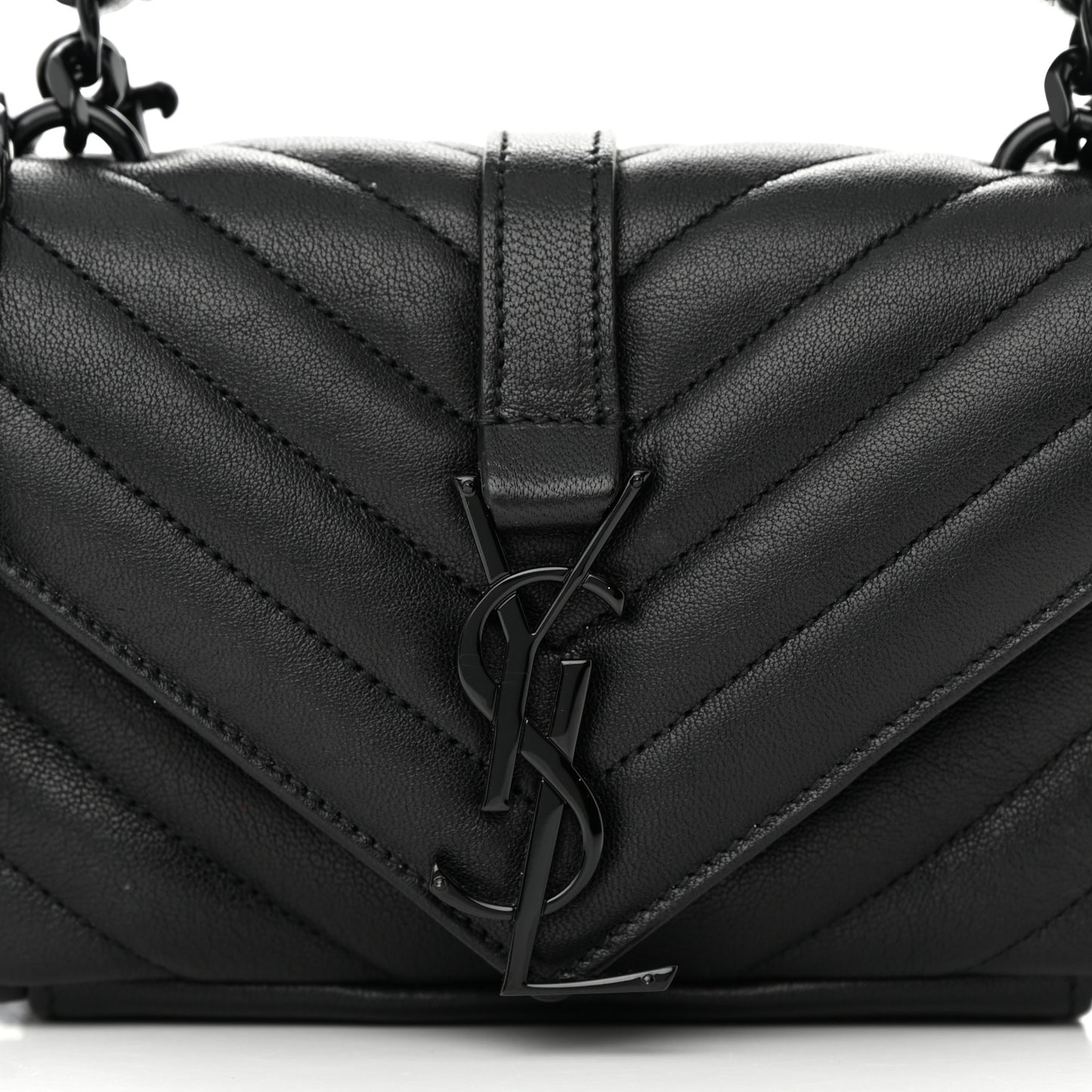 Sheepskin Matelasse Chevron Monogram Classic Baby Chain Bag Black