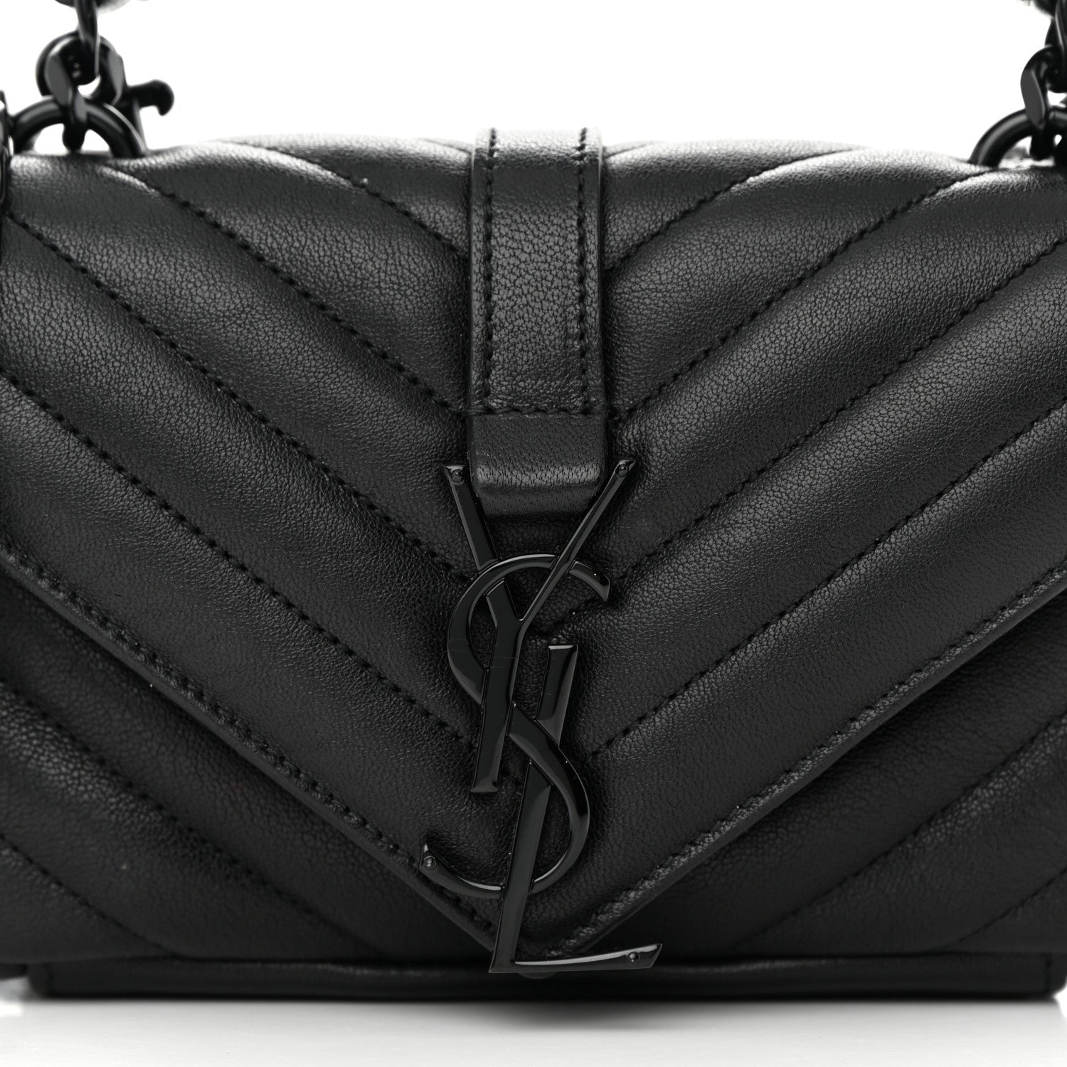 Saint Laurent Sheepskin Matelasse Chevron Monogram Classic Baby Chain Bag Black 8 of 15