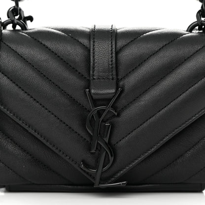 Saint Laurent Sheepskin Matelasse Chevron Monogram Classic Baby Chain Bag Black 8 of 15