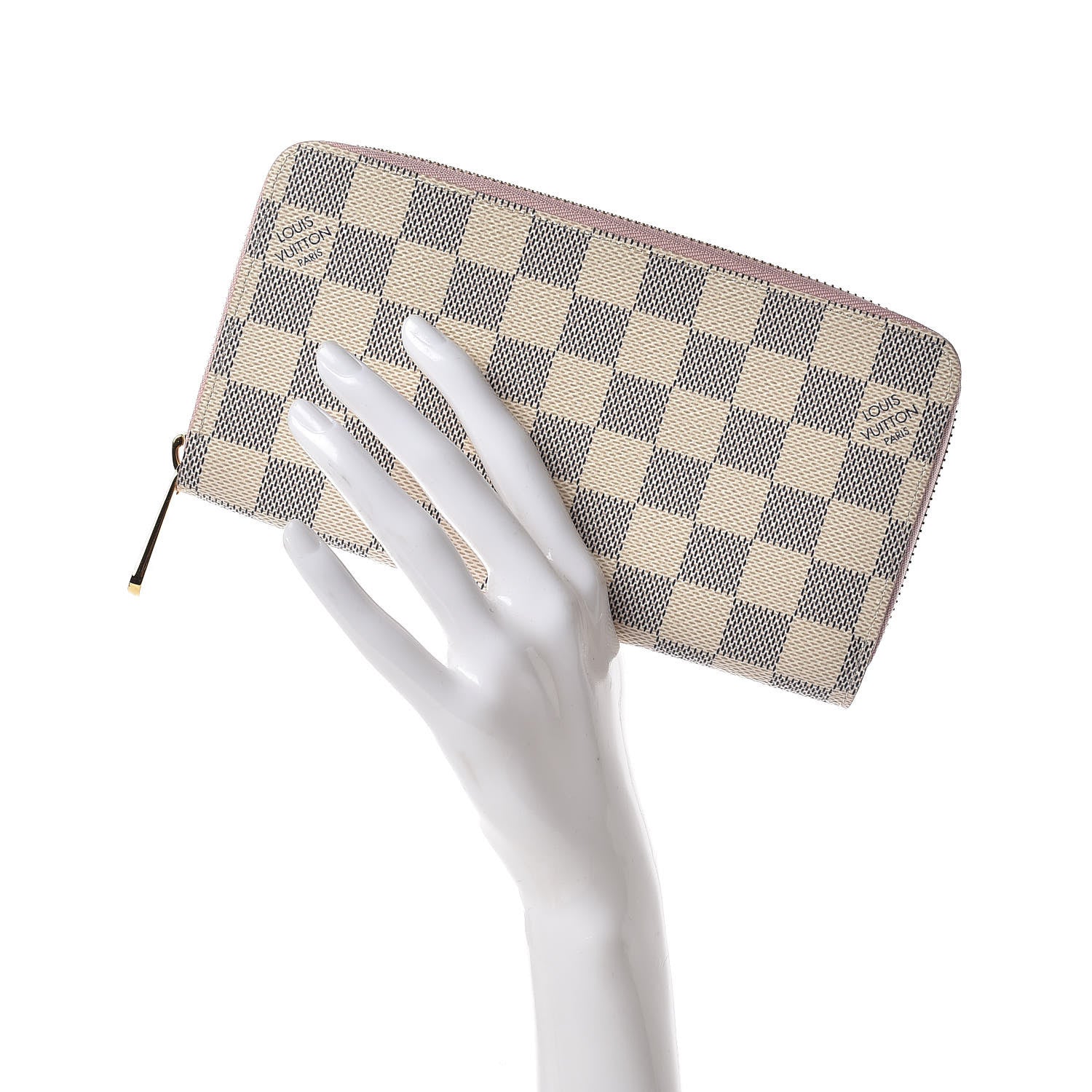 Louis Vuitton Damier Azur Zippy Wallet Rose Ballerine 2 of 9