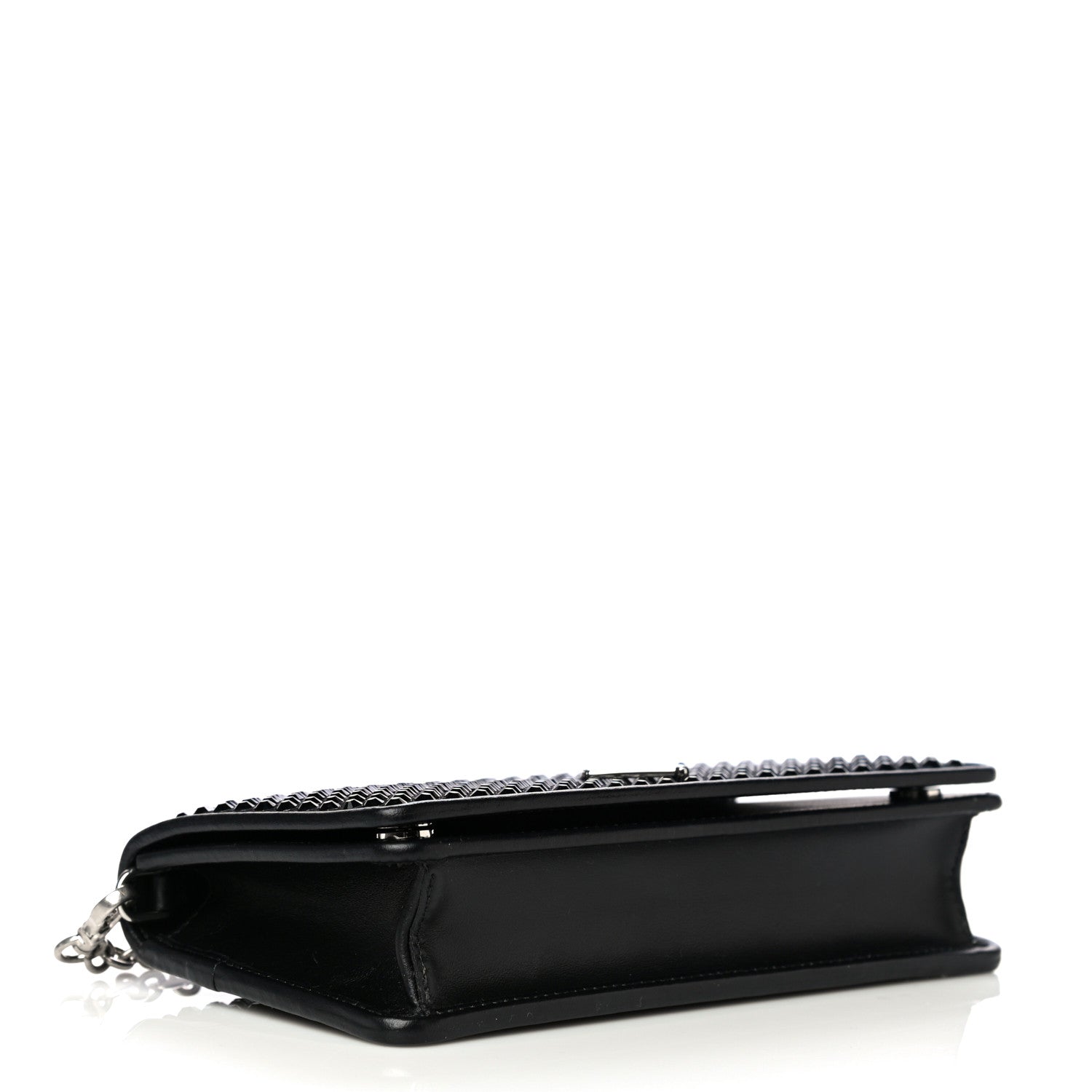 Prada Crystal Mini Wallet Chain Black 4 of 9