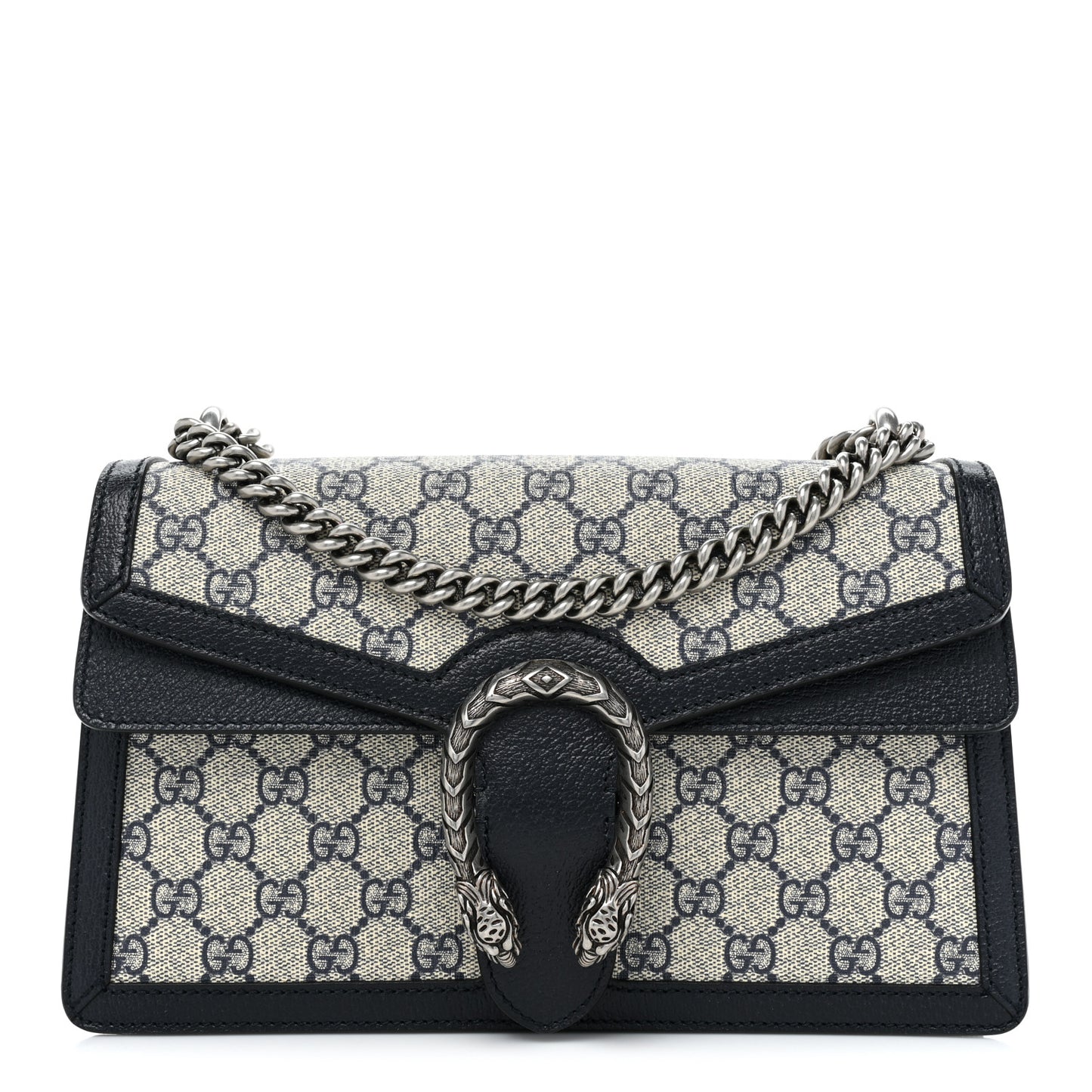 GG Supreme Monogram Textured Dollar Calfskin Small Dionysus Shoulder Bag Beige Blue