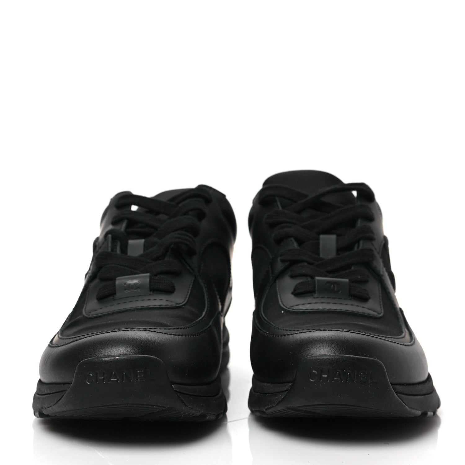 Chanel Lambskin Fabric CC Sneakers 39 Black 2 of 7