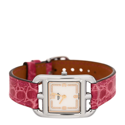 Hermes Stainless Steel Alligator Diamond 23mm Cape Cod Quartz Watch Framboise 2 of 5