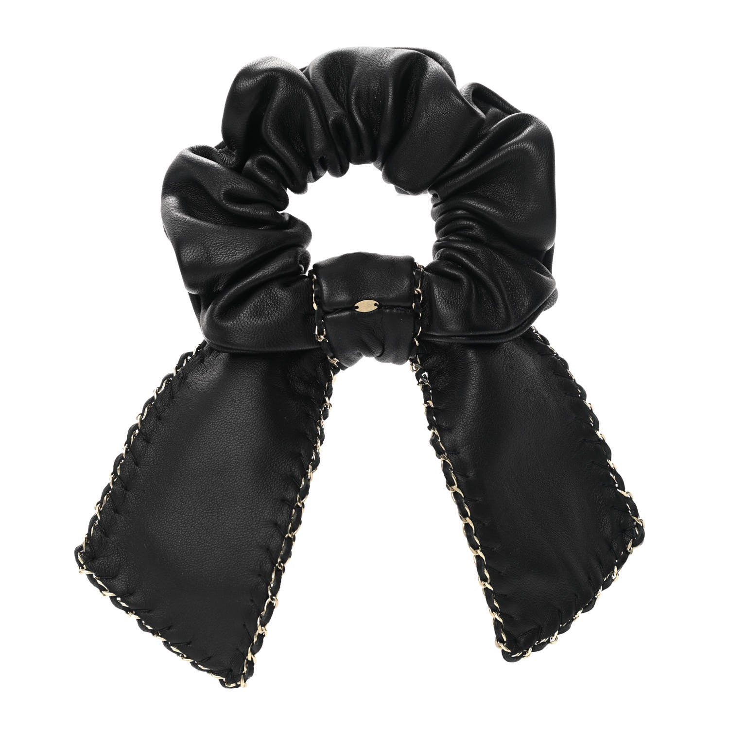 Chanel Lambskin Chain CC Hair Bow Tie Black Gold 2 of 4