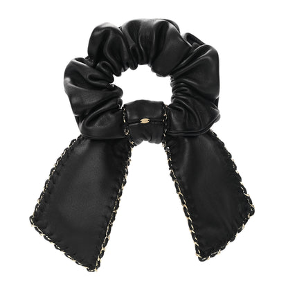 Chanel Lambskin Chain CC Hair Bow Tie Black Gold 2 of 4